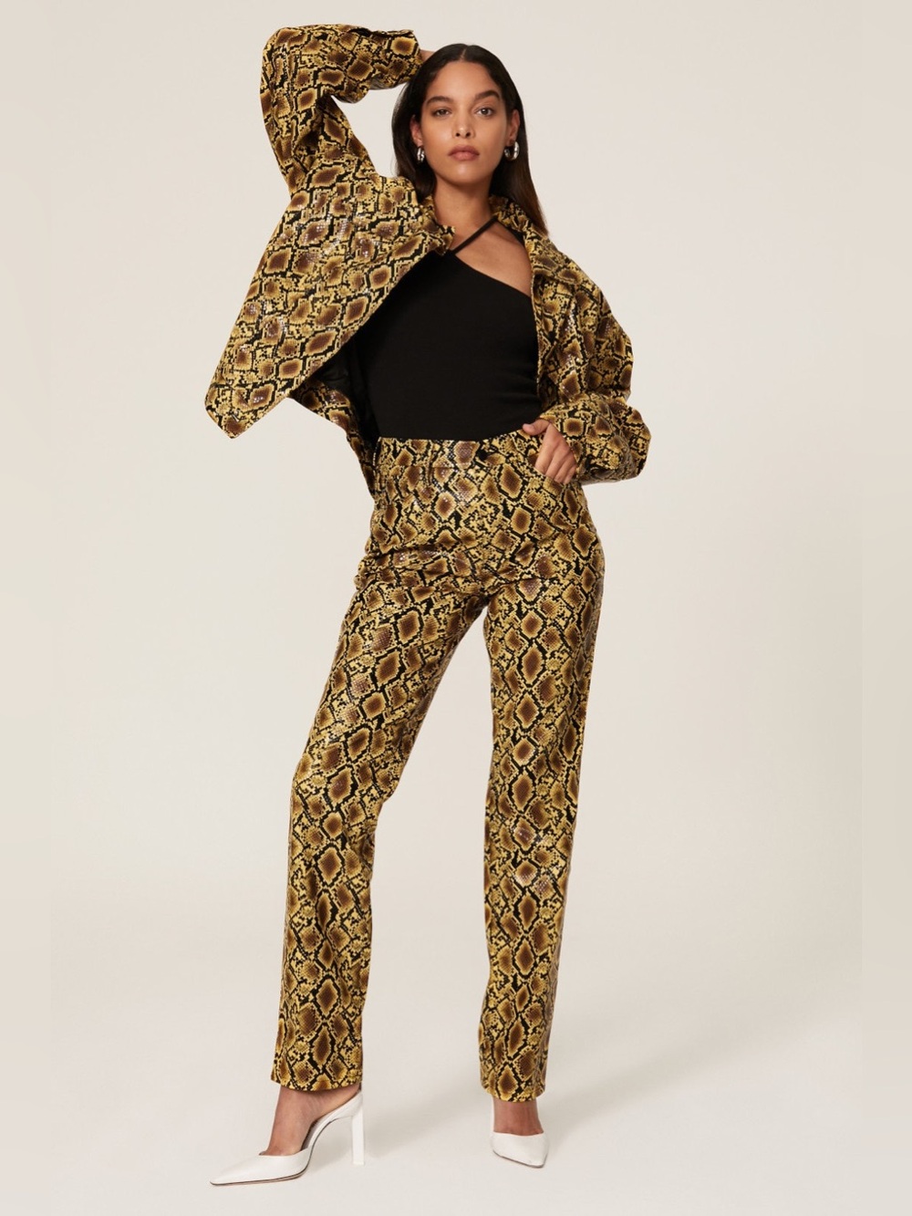 Good American 90s Icon Faux Snake Skin leather pants size 10/30 NWT